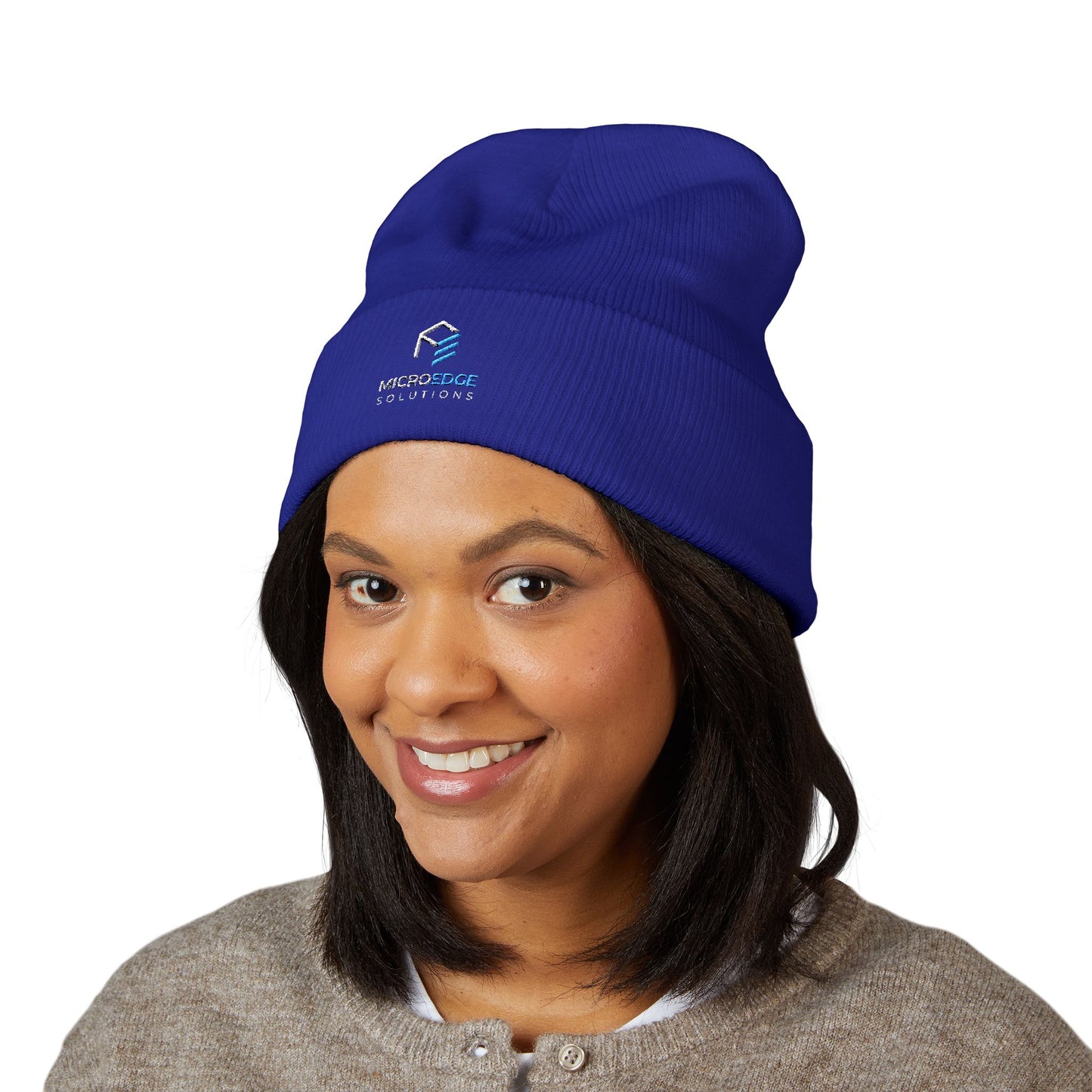 Embroidered Classic Cuff Beanie – MicroEdge Logo Knit Cap