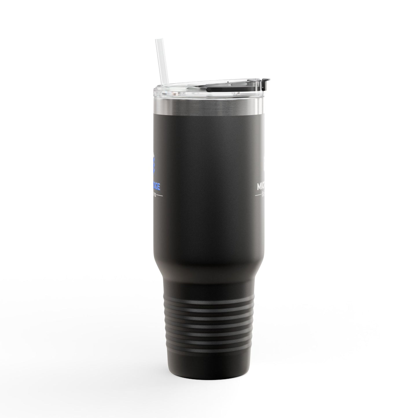 40oz Insulated Travel Mug with Handle — Micro Edge Solutions Logo Tumbler, Stainless Steel Vacuum Travel Cup