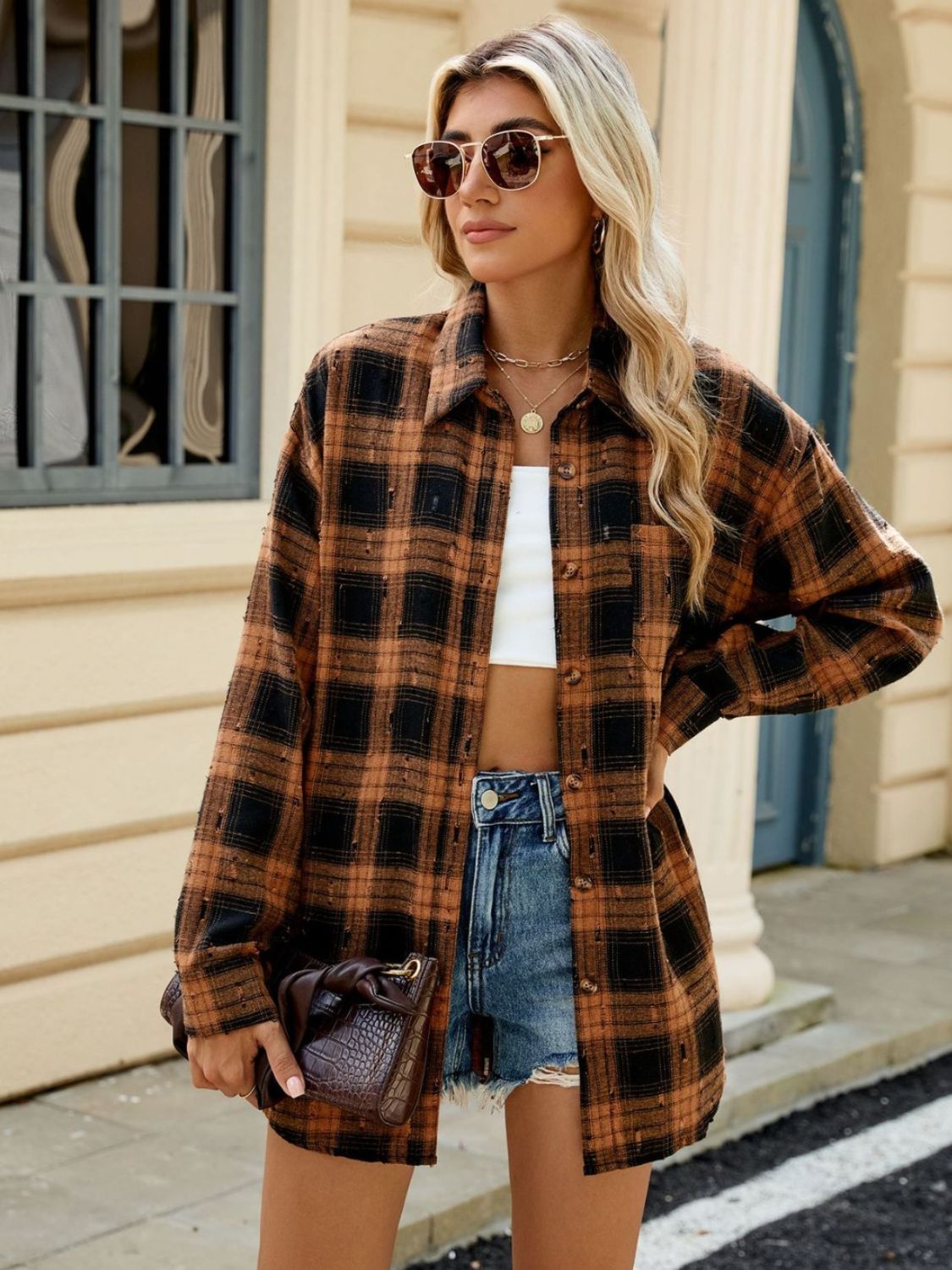 Plaid Button Up Long Sleeve Shirt