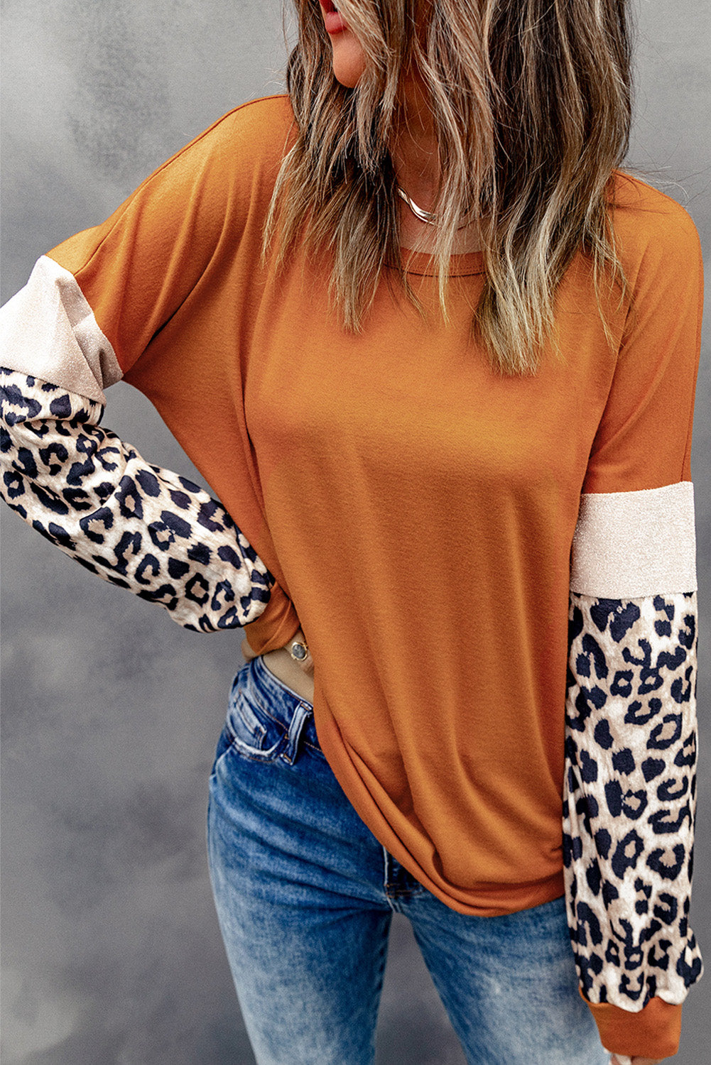 Round Neck Printed Long Sleeve Sweatshirt