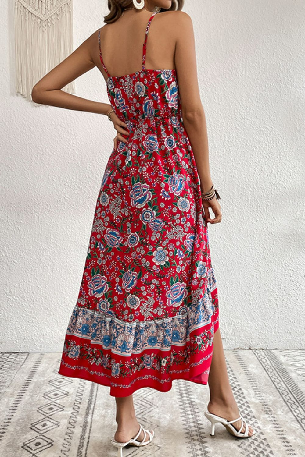 Bohemian Decorative Button Spaghetti Strap Dress - Witcheasy