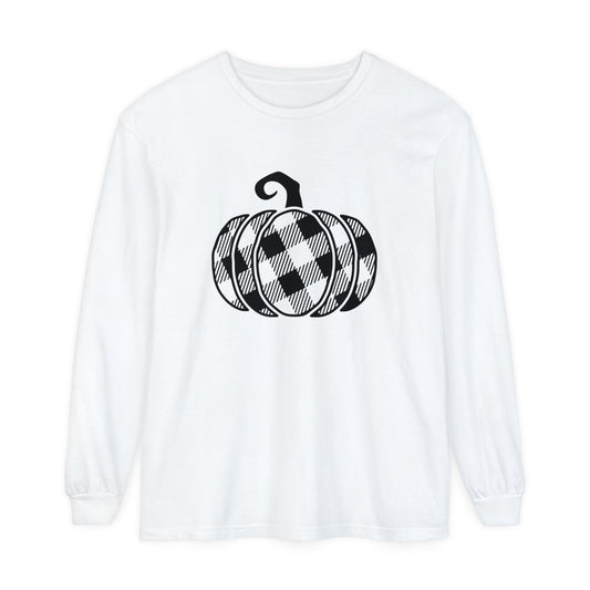 Checkered Pumpkin Unisex Long Sleeve T-Shirt - Witcheasy