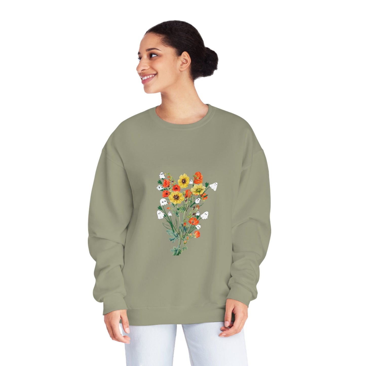 Fall Ghost Bouquet Unisex Crewneck Sweatshirt - Witcheasy