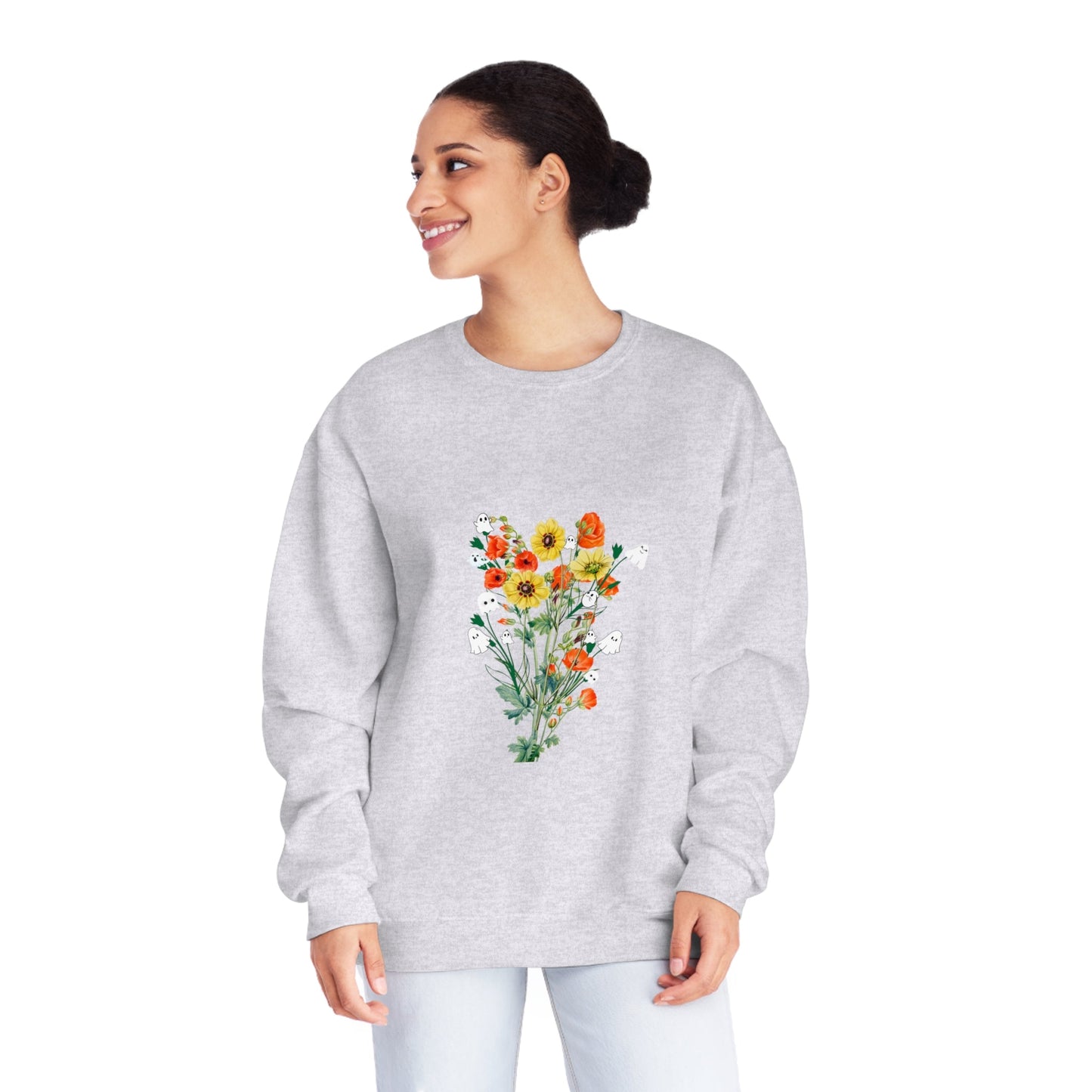 Fall Ghost Bouquet Unisex Crewneck Sweatshirt - Witcheasy