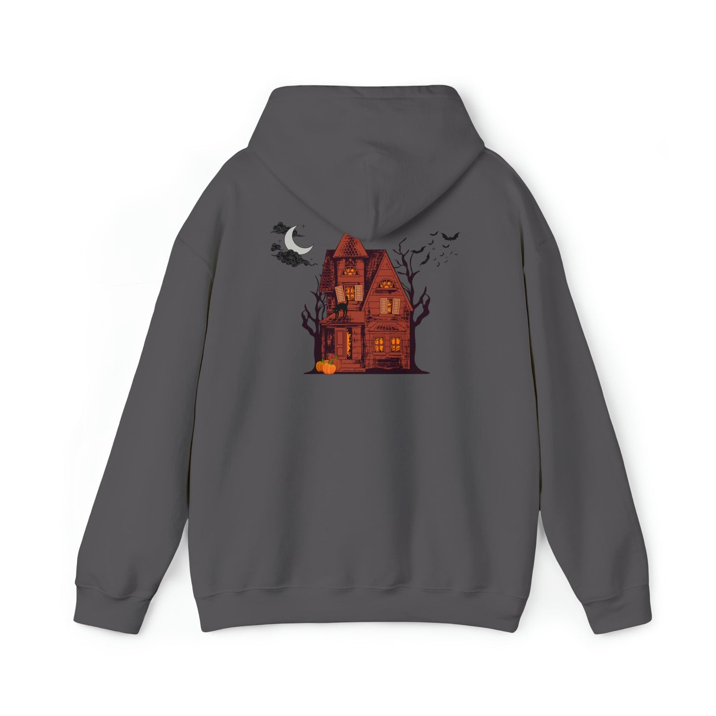 Haunted House Unisex Hooded Sweatshirt (back design) - Witcheasy