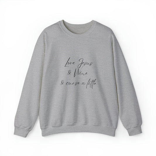 Jesus, Wine & Curse Unisex Crewneck Sweatshirt - Witcheasy