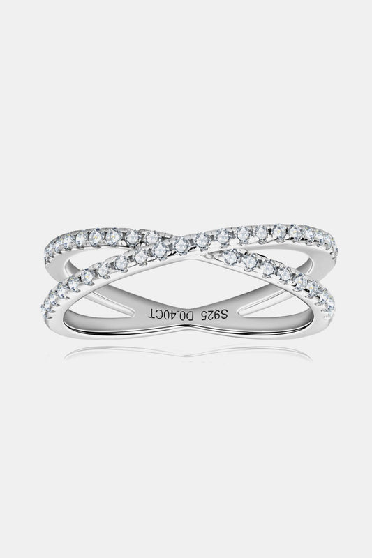 Moissanite 925 Sterling Silver Crisscross Ring - Witcheasy