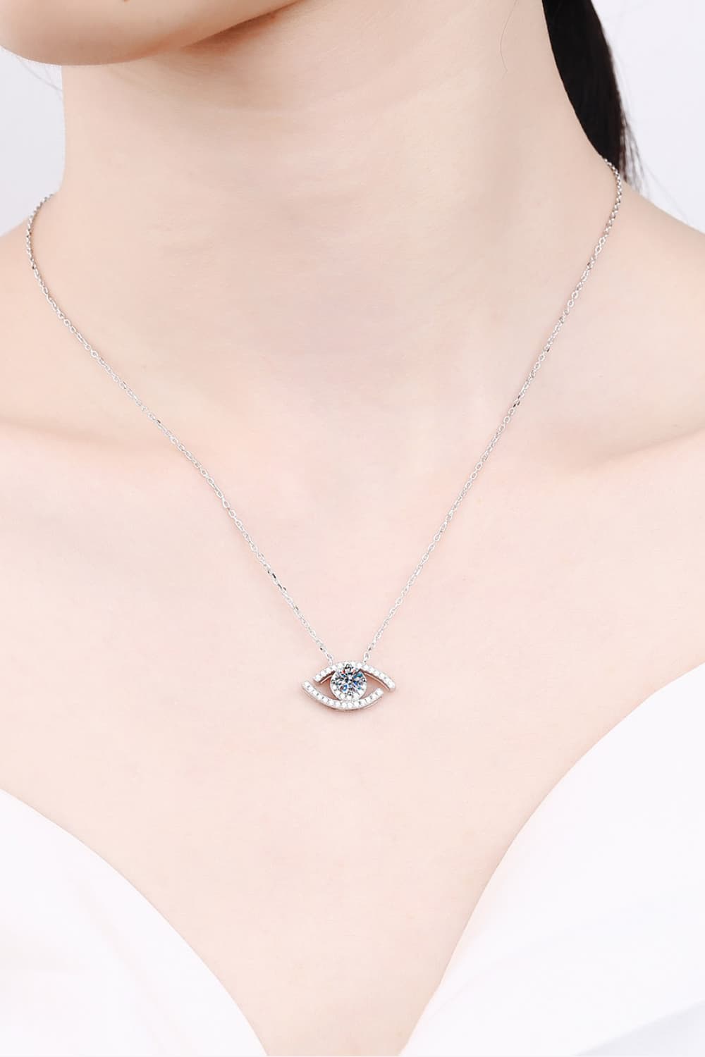 Moissanite Evil Eye Pendant 925 Sterling Silver Necklace - Witcheasy