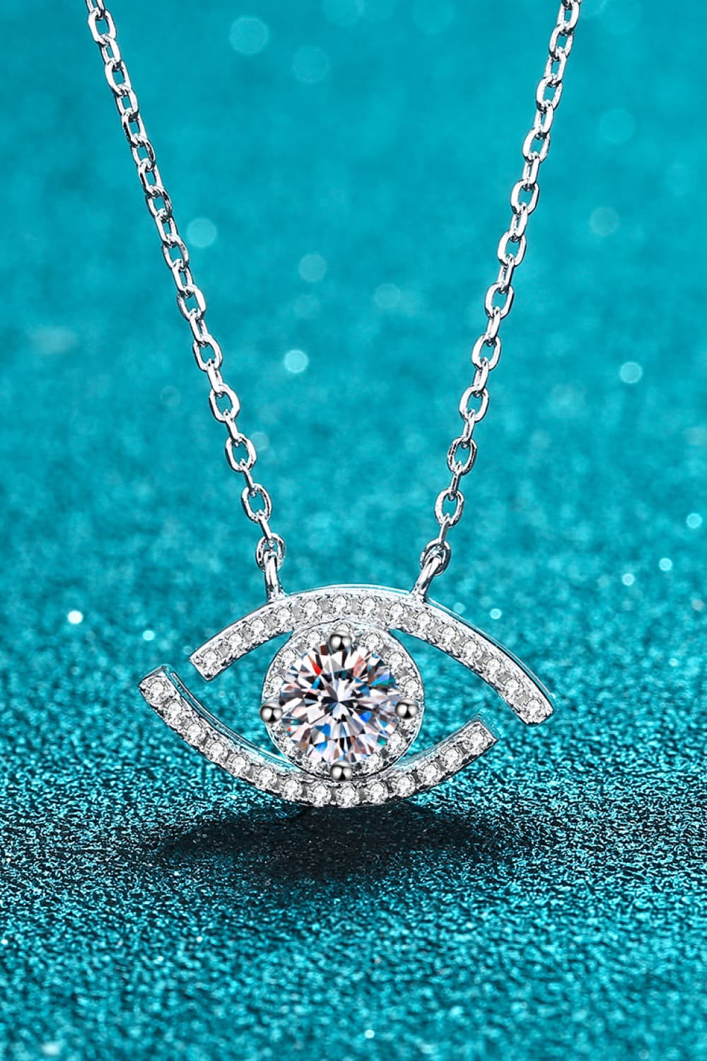 Moissanite Evil Eye Pendant 925 Sterling Silver Necklace - Witcheasy