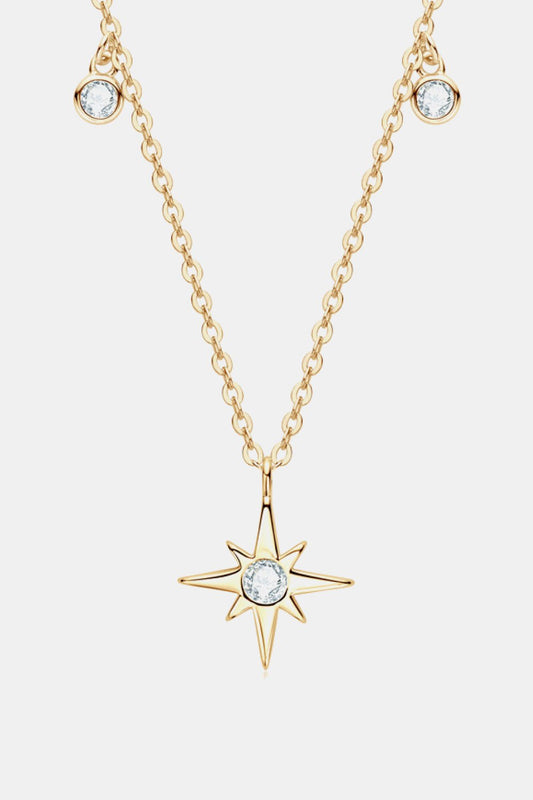 Moissanite North Star Pendant 925 Sterling Silver Necklace - Witcheasy