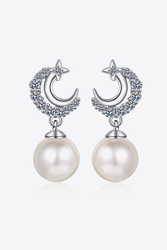 Moissanite Pearl Drop Earrings - Witcheasy