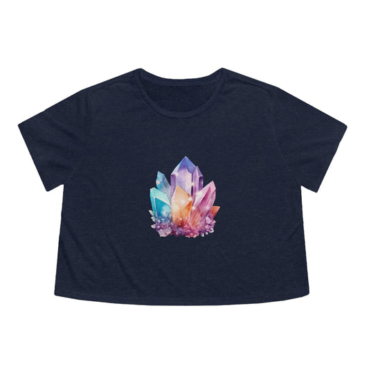 Watercolor Crystals Women's Flowy Cropped Tee - Witcheasy