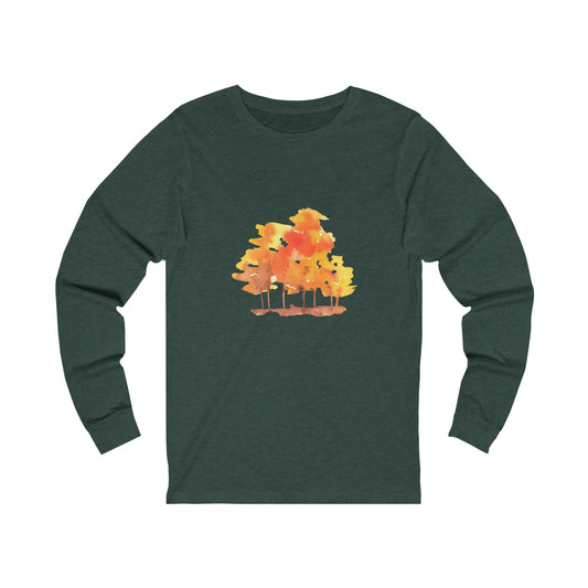 Watercolor Fall Trees Unisex Jersey Long Sleeve Tee - Witcheasy