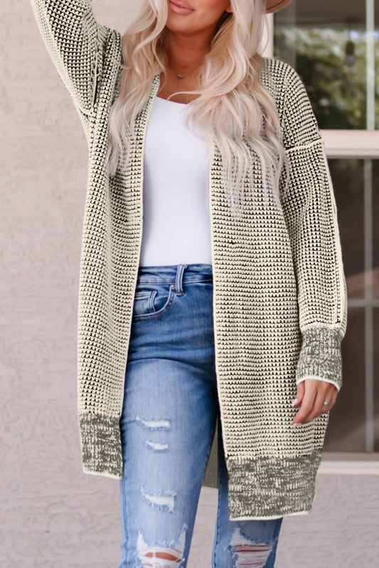 Woven Right Heathered Open Front Longline Cardigan - Witcheasy